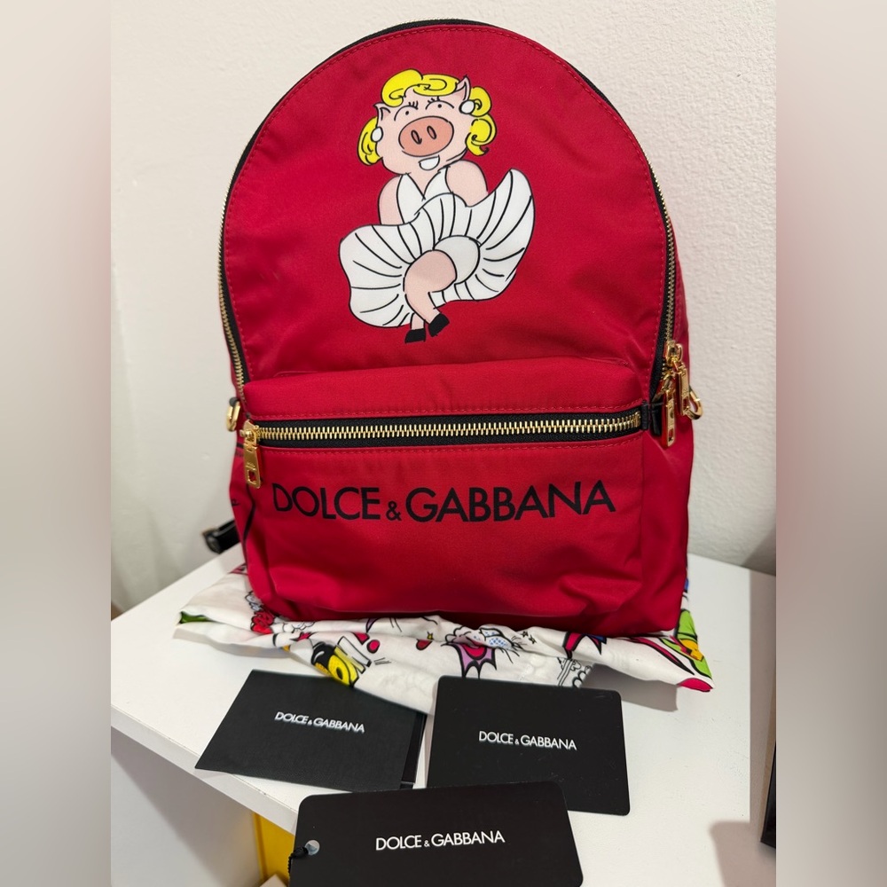 #153 Dolce & Gabbana Red Backpack with COA